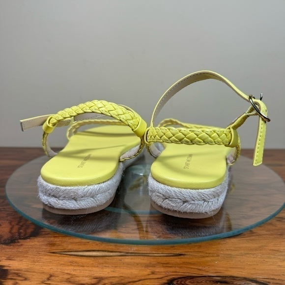 Stuart Weitzman Mykonos Braided Strap Espadrille Flat in lemon yellow / natural